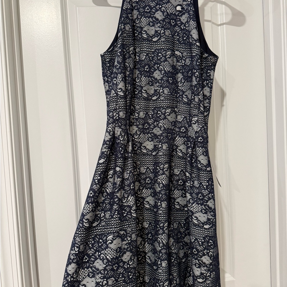 Vince Camuto Navy and White Lace Mini Dress NWT
